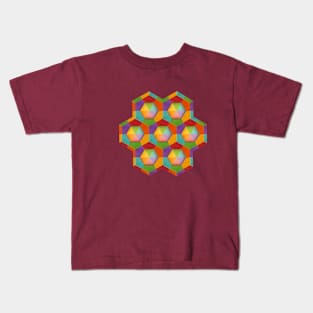 Rainbow Geometric Hexagons Kids T-Shirt